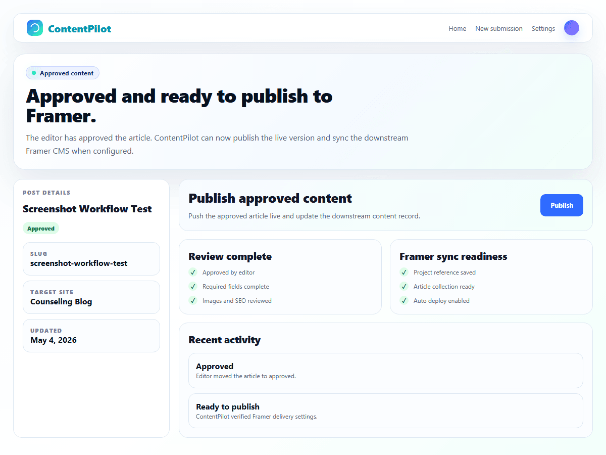 ContentPilot article approved and ready to publish